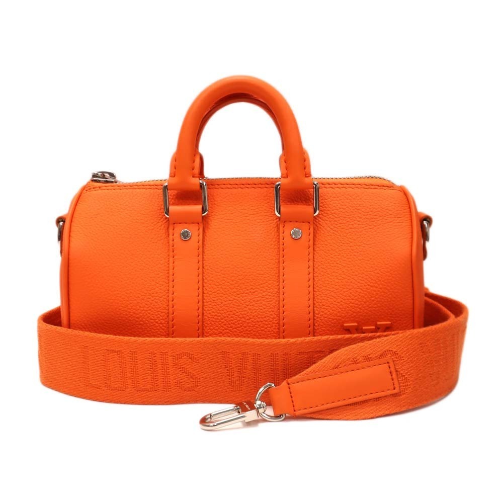 Louis Vuitton Keepall Bag Calfskin Leather Volcano Orange